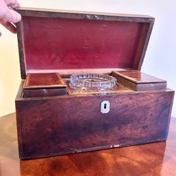 Wow! Gorgeous Antique English Tea Caddy With Mother Of Pearl Inlay - Hinges Need Repair - See Notes (BSMT)