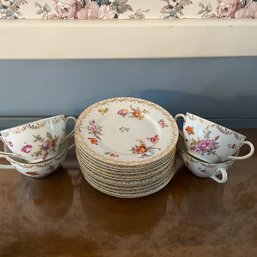 Bavarian Dishes & Matching Saucer Tea Cups (Dining Room)