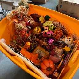 Bin Of Halloween Decor And Fall Items (Garage)