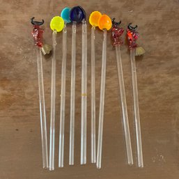 Vintage Kitschy Barware Lot Of Glass Cocktail Stirrers (Dining Room - Hutch)