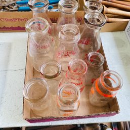 Assorted Glass Milk Bottles (Loc: Left Table)