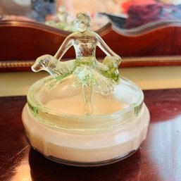 Vintage LE Smith Depression Glass Powder Jar (Bedroom)