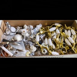 Assorted Drawer Pulls And Hardware Lot (Loc: Left Table)