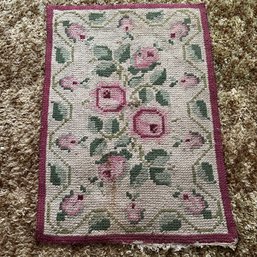 Pretty Vintage Floral Repaired Rug, Approx. 24' X 24' (Up2)