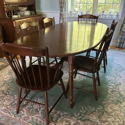 Gorgeous Condition Hitchcock Dining Oval Dining Table, With Extension Leaves And Chairs
