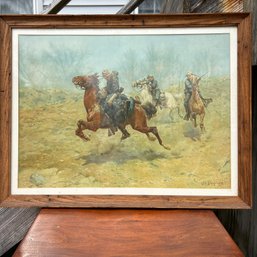 Framed Western Horse Art By Charles Schreyvogel