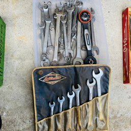 Assorted Wrench Lot With Organizer (Loc: Left Table Floor)