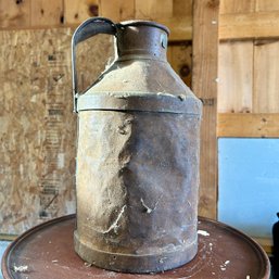 Antique Galvanized Milk Jug P SHERMAN (garage1)