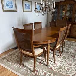 STUNNING Solid Wood Dining Table With Six Chairs, Table Protector (DR)
