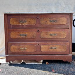 Antique Marble Top Three Drawer Dresser 40' Long (garage)