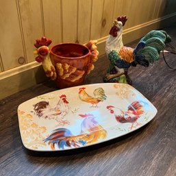 Rooster Planter, Figure And Tray (Porch)