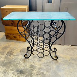 Metal And Glass Wine Rack Console Table (Downstairs Livingroom)
