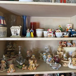 Two Shelves Of Decorative Items, Including Many Cherished Teddies (LR)
