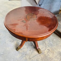 Small Round Wood Finish End Table (Downstairs Livingroom)