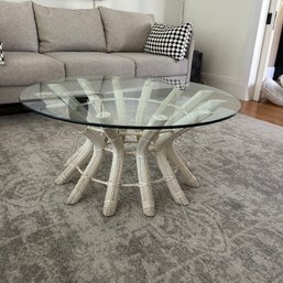 Glass Round Coffee Table With White Base (LR)