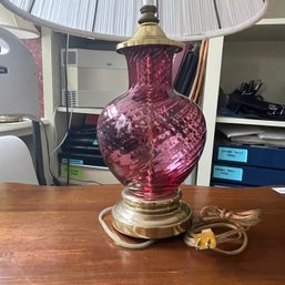 Beautiful Rose Colored Glass Plug-in Lamp (Attic)