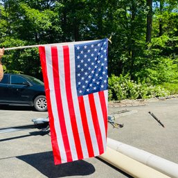 American Flag With Eagle Topped Aluminum Pole (Garage)