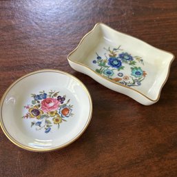 Pair Of Fine China Floral Small Dishes, AYNSLEY England 'Marlina', ROYAL WORCESTER England (Dining Room)