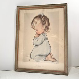 Vintage Framed 'a Child's Prayer' Print (BSMT)