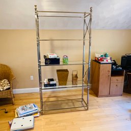 Tall Metal And Glass Shelf With Contents (Loft)