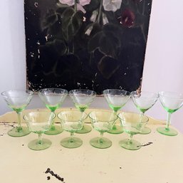 Vintage Uranium Glass Stemware (KM2)