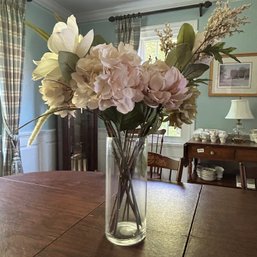 Faux Flower Centerpiece With Glass Vase (Dining Room)