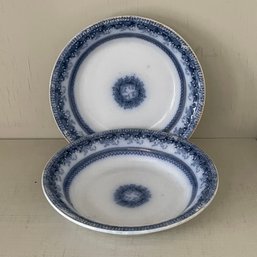 Hanley England Antique Flow Blue Chaplet Pattern Mini Bowls X 2 (Attic)