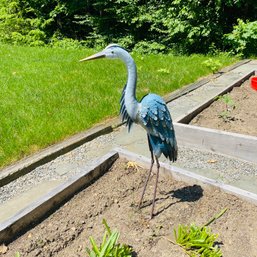Nice! Blue Metal Heron Garden Decoration (Yard)