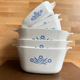 WOW! 7 Pieces Of CORNINGWARE Vintage Blue Cornflower Bakers, Various Sizes (LRoom)