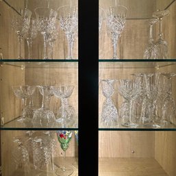 Absolutely Stunning Collection Of Crystal Wine Glasses, Champagne Coupes & Flutes, All Contents Of Shelves!