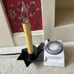 Window Candle With Star-Shaped Metal Holder Plus Timer (Study)