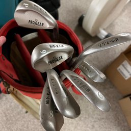 Golf Bag With Assorted ProGear Golf Clubs (basement)
