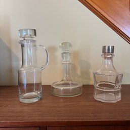 Trio Of Vintage Glass Decanters (LR)