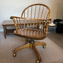 Vintage NICHOLS & STONE Windsor Office Chair, Wooden Swivel Office Chair On Casters (OFFICE)