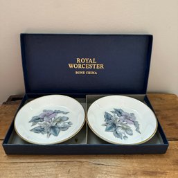 Royal Worcester Bone China Pair Of Small Plates/Trinket Dishes (BT)