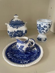 Antique Blue Willow Asian Motif Mixed Lot (Attic)