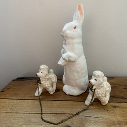 Vintage Bunny And Poodle Pair Figures  (BT)