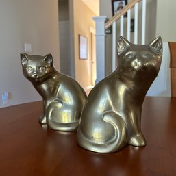 Stunning Pair Of Brass Cat Statues