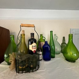 Assortment Of Colored Glass Bottles And Goblet (Kitchen) MB2