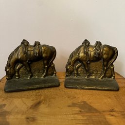 Pair Of Brass Cast Iron Horse Bookends (Master BR)