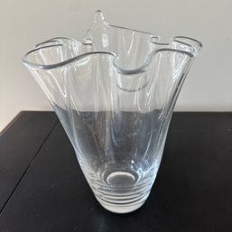 Wavy Edged Glass Vase Made In Poland (DR)