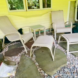 Solid Outdoor Patio Set With 2 Chairs, Side Table, 2 Footrests & Covers (Yard)