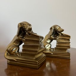 Gorgeous Vintage BRASS Bookends, Daucshund Dog Brass Bookends (Office)