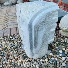Modern Stone Sculpture Of Face (outside)