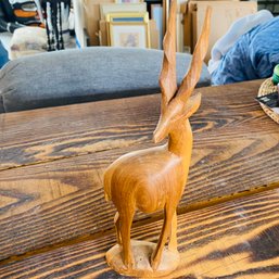 Small Wooden Deer Statue From Pier One (Downstairs Livingroom)