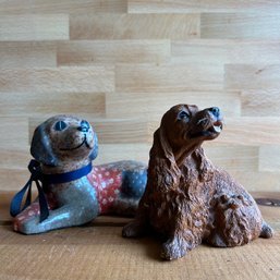 Pair Of Decorative Vintage Dog Figurines, Inc 'Whiskers' By Martha Carey #36336 (LRoom)