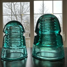 Pair Of Vintage Glass Insulators (HW)