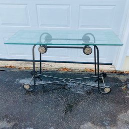 Heavy Metal And Glass Console Table (Garage)