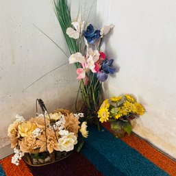 Trio Of Silk Flowers And Plants (garage)