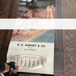 1955 Vintage Advertising Calendar With Nude Woman (LR)